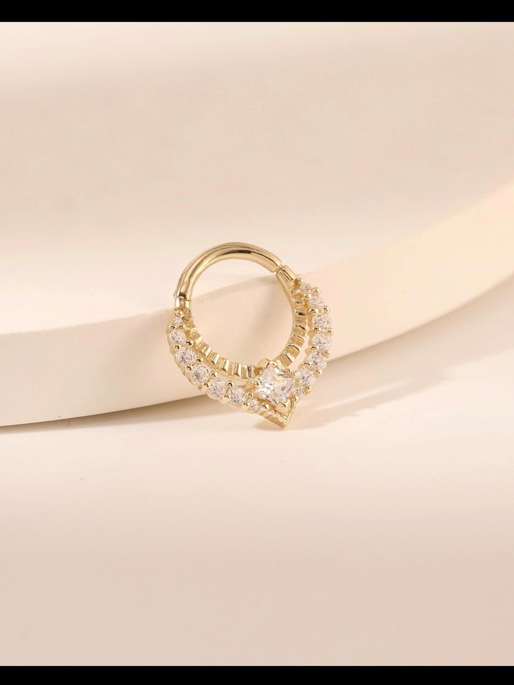 14k Solid Gold Double Row Clicker Hoop 16g